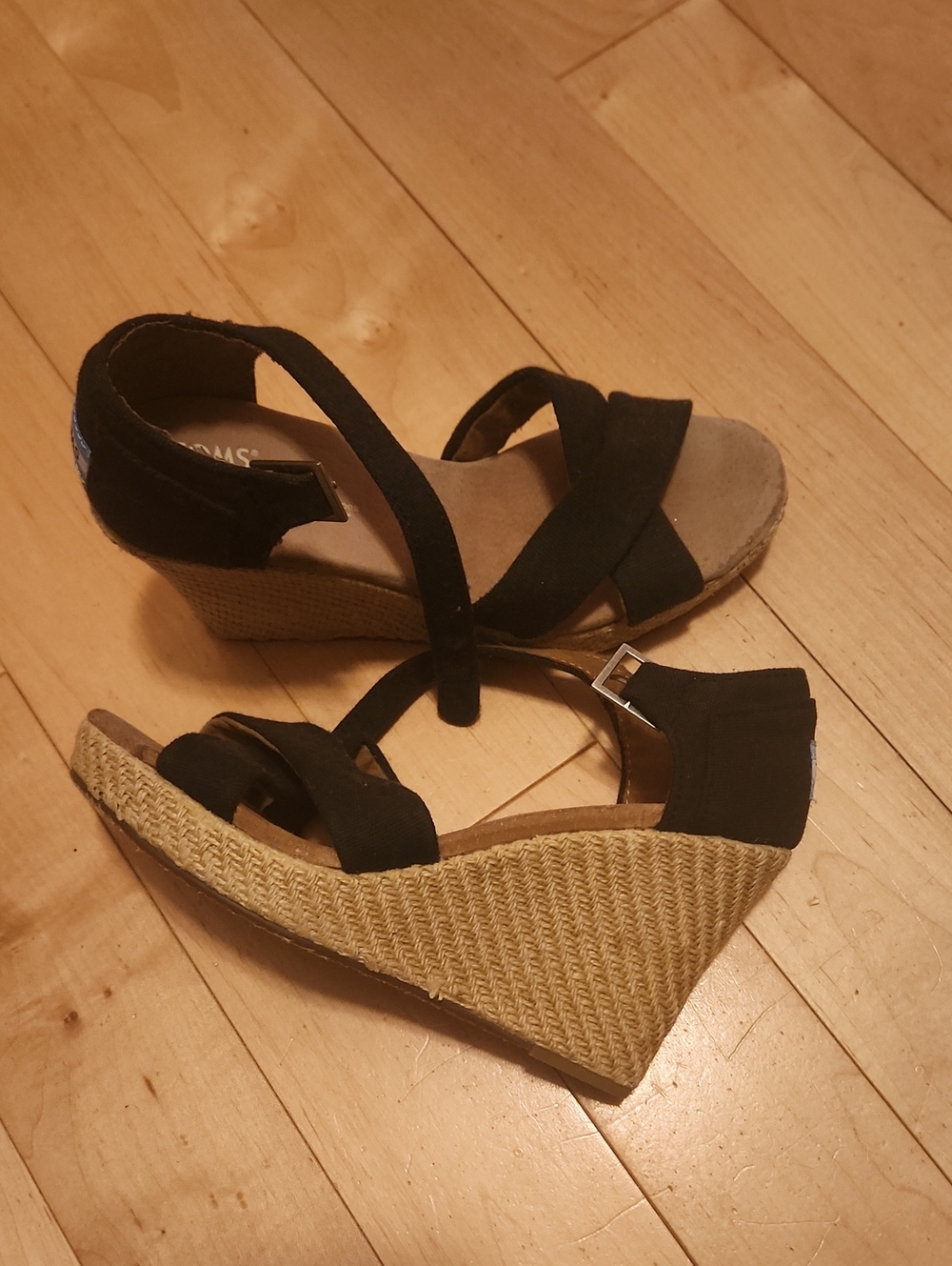Toms Navy Wedge Espadrille Sandals